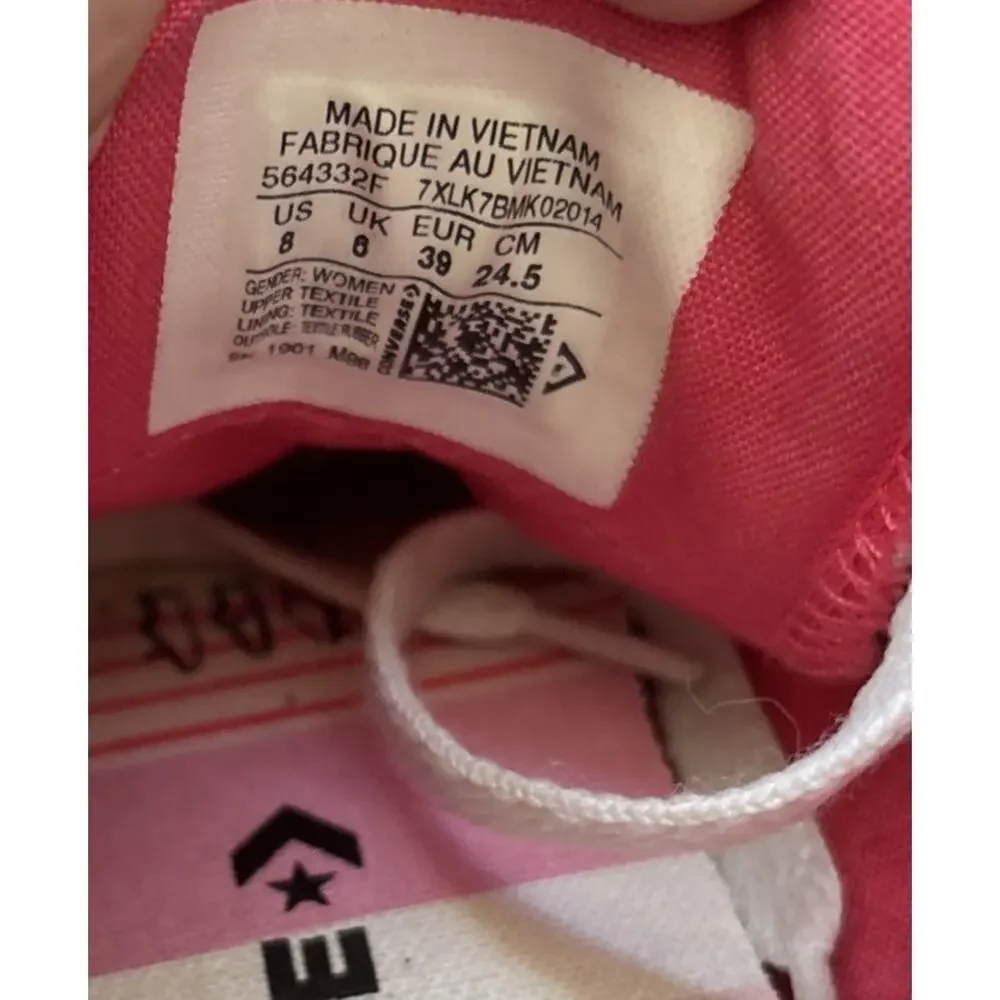 Converse Canvas Pink Coral All Star Chuck Taylor Low US Size 8 Athleisure Summer